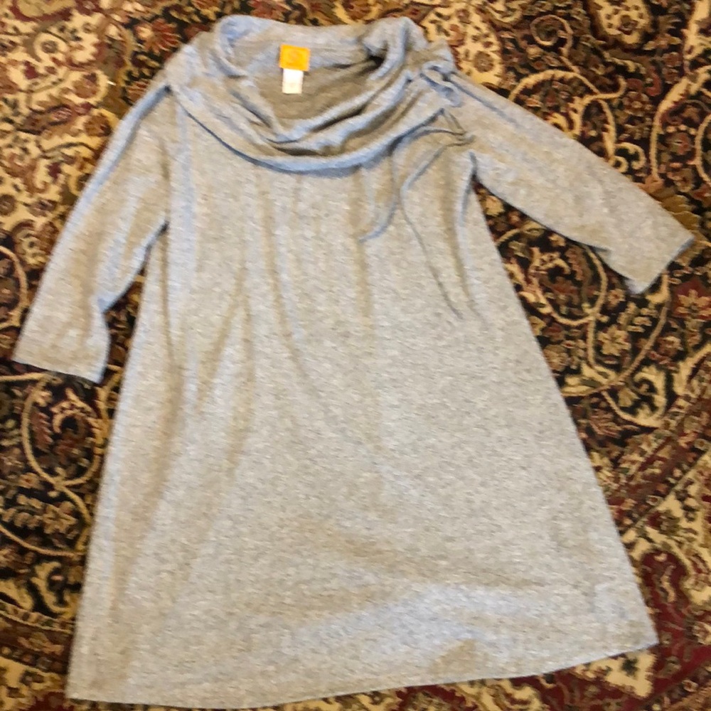 Stylish Gray fleece cowl neck dress Ruby rd Large